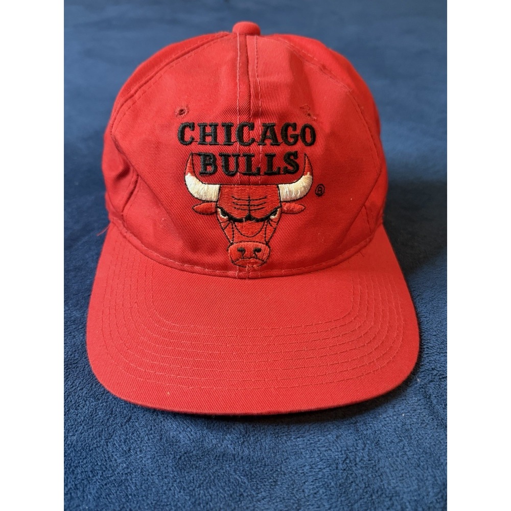Vtg 90s Chicago Bulls The G Cap Official NBA Licensed Snapback Hat Red One Size